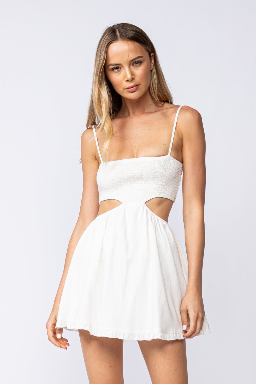 white cutout dress